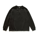 Henley Neck Sweater Loose Casual Waffle Knit Pullover