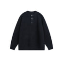 Henley Collar Design Unisex Loose Casual Knitwear