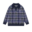 Plaid brushed pullover sweater