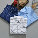 New Casual Men's Long Sleeved Shirt Lapel Loose Men's Plaid Shirt