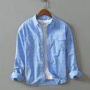 New Casual Men's Long Sleeved Shirt Lapel Loose Men's Plaid Shirt