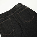 Loose wide leg denim pants with bright stitching