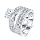 2-carat Luxury Fashion Minimalist Trend Jewelry Silver Ring Set With Top-quality Morganite, Made Of S925 Silver With Electroplated Platinum.