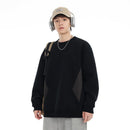 Campus Style Color-blocked Sport Pullover Round Neck Sweatshirt Unisex