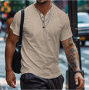 Men's Button Henley Neck Sports Polo Shirt