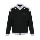 Letter printed shirt collar fake two-piece fleece hoodie