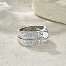 2-carat Luxury Fashion Minimalist Trend Jewelry Silver Ring Set With Top-quality Morganite, Made Of S925 Silver With Electroplated Platinum.