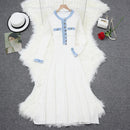 Autumn/Winter New Long Sleeve Denim Knit Maxi Dress, Simple Short Sleeve Long Dress, Slim Fit Sweater Dress V-Neck