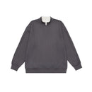 Fabric Mock Round Neck Pullover Hoodie Men's Loose Casual