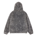 Plaid hooded lambhair coat for women