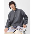 Half-Zip Stand-Up Collar Hoodie Men's Oversized Casual Pullover Jacket