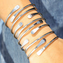 Simple Flattened-end Open Alloy Bracelet
