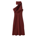 Asymmetric scarf style MIDI dress