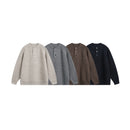 Henley Collar Design Unisex Loose Casual Knitwear