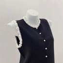Floral Crochet Vest amp Color-Blocking A-Line Mini Skirt Set
