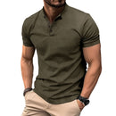 Men's Button Henley Neck Sports Polo Shirt