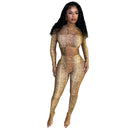 Snake Print Crop Top with Long Sleeves &amp; Fitted Pants Two-Piece Set