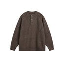 Henley Collar Design Unisex Loose Casual Knitwear