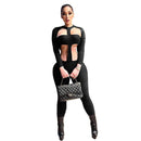 Fashionable Style Hollow-out Elastic Slim Fit Long Sleeve Sports Pants for Women