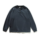 Henley Neck Sweater Loose Casual Waffle Knit Pullover