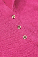 Exposed Seam Detail Henley Knit Hoodie
