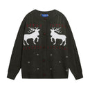 Elk Jacquard Sweater Knitted Coat