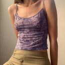 Aesthetic Purple Printed Notched Sleeveless Camisole