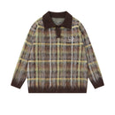 Plaid brushed pullover sweater