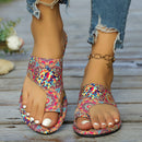 European And American-style Floral-print Open-toe Sandals