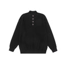 Buttoned Henley Neck Long Sleeve Crewneck Men Knit Sweater
