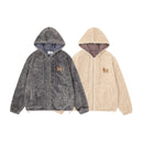 Plaid hooded lambhair coat for women