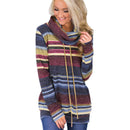 Women Hoodies Sweatshirts Casual Long Sleeve Pullover Hoodie Multi-color Striped Sweatshirt Turtleneck Pullovers Sudadera Mujer