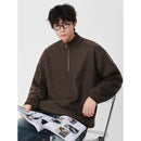 Half-Zip Stand-Up Collar Hoodie Men's Oversized Casual Pullover Jacket