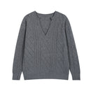 V-neck layered lazy style sweater