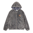 Plaid hooded lambhair coat for women