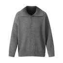 Loose solid color lapel cardigan sweater
