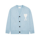 Knitted cardigan with small heart jacquard, loose fit, single-breasted sweater coat for autumn and winter.