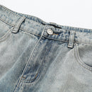 Reverse worn denim pants with inverted pockets design