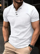 Men's Button Henley Neck Sports Polo Shirt