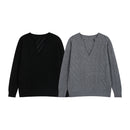 V-neck layered lazy style sweater