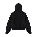 Leopard embroidered fur collar hooded cotton jacket