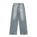 Reverse worn denim pants with inverted pockets design