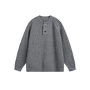 Henley Collar Design Unisex Loose Casual Knitwear