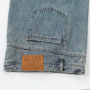 Reverse worn denim pants with inverted pockets design