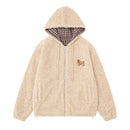 Plaid hooded lambhair coat for women