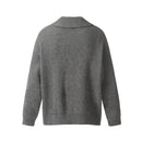 Loose solid color lapel cardigan sweater