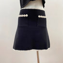 Floral Crochet Vest amp Color-Blocking A-Line Mini Skirt Set