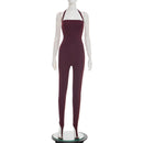 Style Summer Women's Bodycon Rope-tied Backless Ankle-length Sexy Jumpsuit