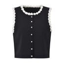 Floral Crochet Vest amp Color-Blocking A-Line Mini Skirt Set