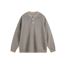 Solid Color Henley Neck Knitwear